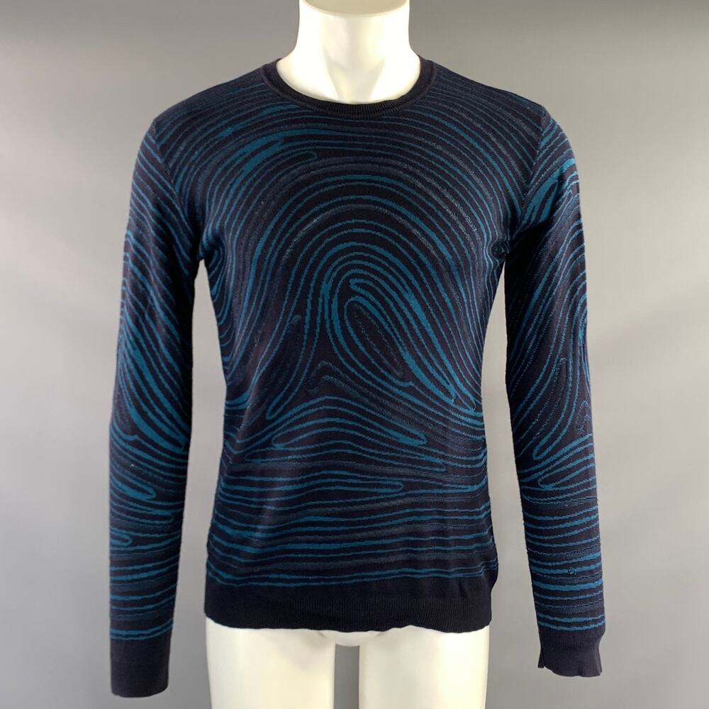 EMPORIO ARMANI Size 36 Navy Blue Abstract  Knit Pullover